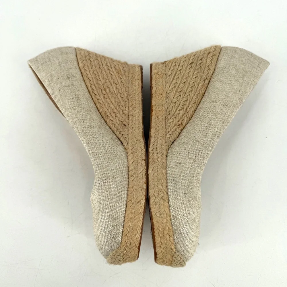 J.Crew Seville Espadrille Wedges Womens Sz 9 Gold Metallic Canvas Coastal Preppy